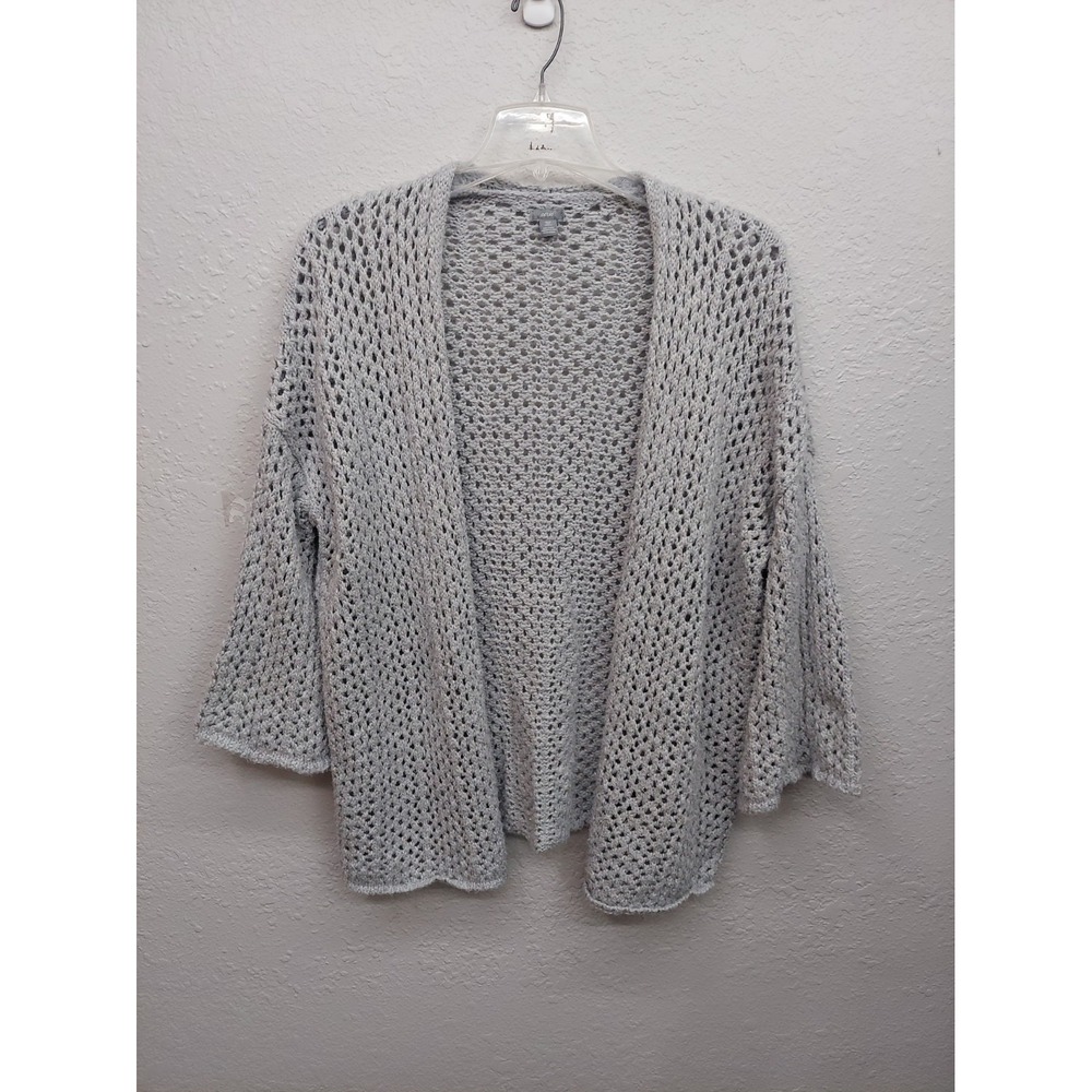 Aerie Cardigan Sweater Women XS Gray Oversized Bell Sleeve Open Knit Chunky Soft
